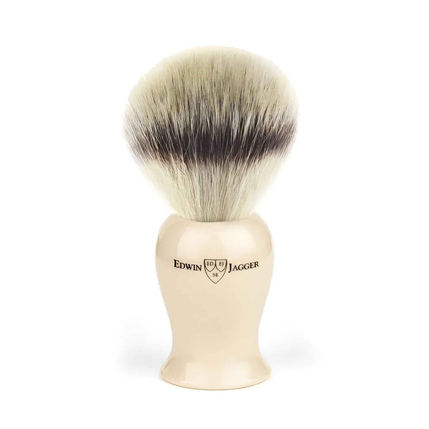 Edwin Jagger Synthetic Silver Tip Fibre Shaving Brush for use with Shaving Cream or Soap for Men (Imitation Ivory, Large)