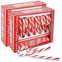 Weihnachtliche Zuckerstangen Erdbeere Geschmack - 24 rot-weiße Candy Canes, 12g pro Stück - in roter Geschenkbox - Perfekt für Weihnachtsdeko, Baumdeko & als Süßigkeit für den Weihnachtsteller
