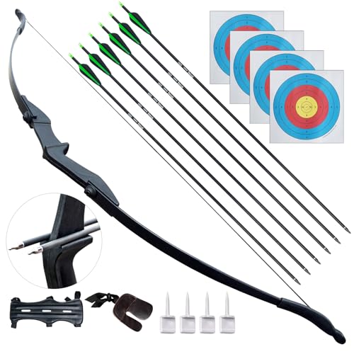 D&Q Archery Bow and Arrow Set for Adults Beginner Teenagers Youth, Takedown Recurve Bow 20lbs 30lbs 40lbs Left and Right Handed Bow, Recurve Bow Set for Outdoor Target Training Practice (Black,40lb)