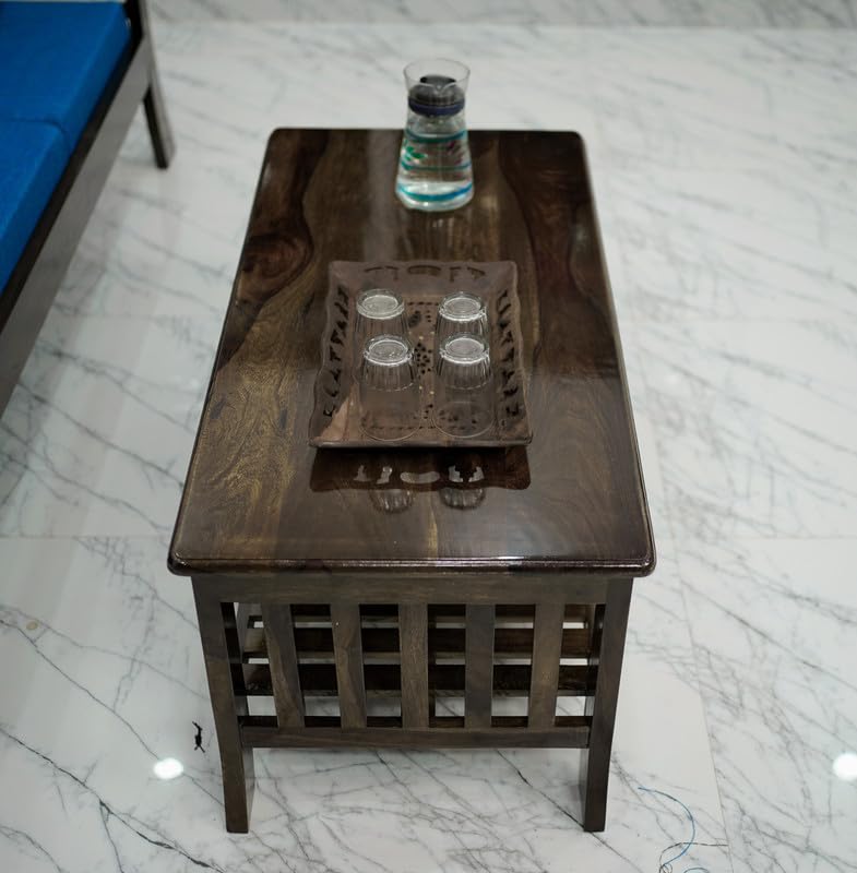 Image of WELLBORN Wooden Center Table /CoffeeTable /Sheesham Wood Tea Table for Living Room, Bed Room, Waiting Room, Hotels, Office, Restaurant, CAF (38xW20xH17.5 Inch)