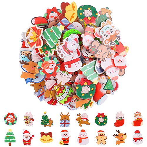 Kalolary - 65 Pièces Noël Acrylique Mignon Pins, Kalolary Noël Mignon Badges Esthétiques Épingles Kawaii Sac Dos Pins Père Noël Bonhomme Neige Lapin Renne Ours Fille Dessin Animé Broche pour Sac Veste Chapeaux