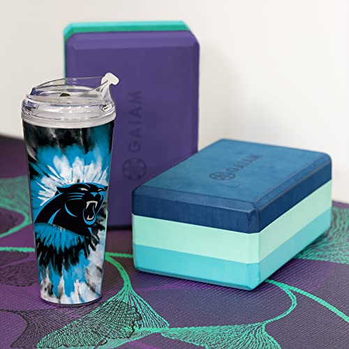Image of Rico Industries NFL Football Glitter 24oz Acrylic Glitter Tumbler with Hinged Lid, Officially Licensed Double Wall Tumbler with Straw
