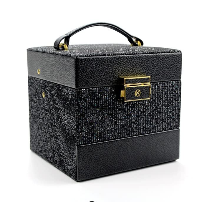 Joyero de Cuero - Almacenamiento con Cerradura para Collares, Anillos, Pendientes - Elegante Organizador de Vestir para el hogar y los Viajes