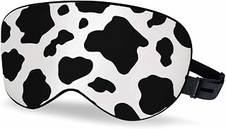 Black White Cow Sleep Eye Mask Skin Fur Spotted Men Women Sleep Mask with Adjustable Strap Eye Cover Eye Shade for Travel, Nap,Meditation