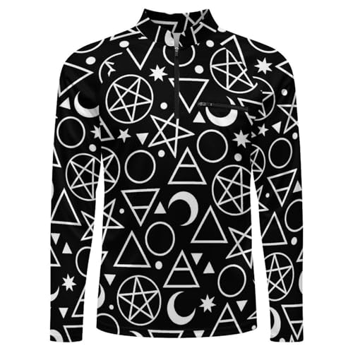 Alchemical Signs Men's Rash Guard Long Sleeves Quick Dry Fishing Workout Shirts with Zipper4