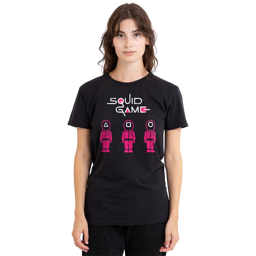 Squid Game Women's Black Soldiers T Shirt in Size XL, Sports Direct