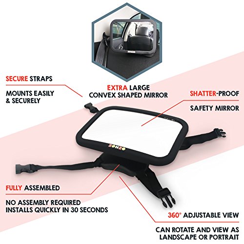 Zohzo Double Baby Car Bundle - Car Seat Protector Cover, Baby Car Mirror, Kick Mat Organizer for Baby Shower, New Infants, and Rear Facing Car Seats