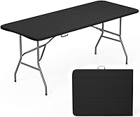 Vista 10 de FDW Mesa plegable de 6 pies, mesa portátil plegable de plástico para fiesta de picnic con asa de transporte (blanco, 6 pies)