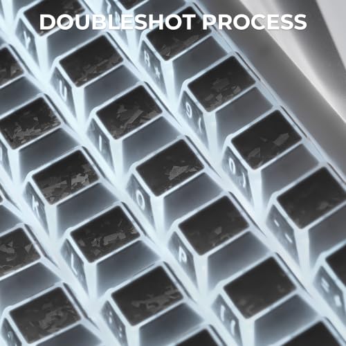 Image of GMKWTL XVX White Shine Through Keycaps, PBT Keyboard Keycaps Cherry Profile | Forged Carbon Texture, Side Printed Keycap Sets Suitable for 60% 65% 75% 80% 100% Mechanical Keyboard
