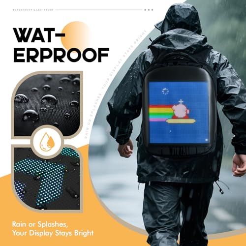 Image of Led Backpack with Programmable Screen,Laptop Backpack with APP Control,17 inch Waterproof Led Bookbag,Travel, Motorcycle Bag,Scooter Backpack,Black(Power Bank Not Included)