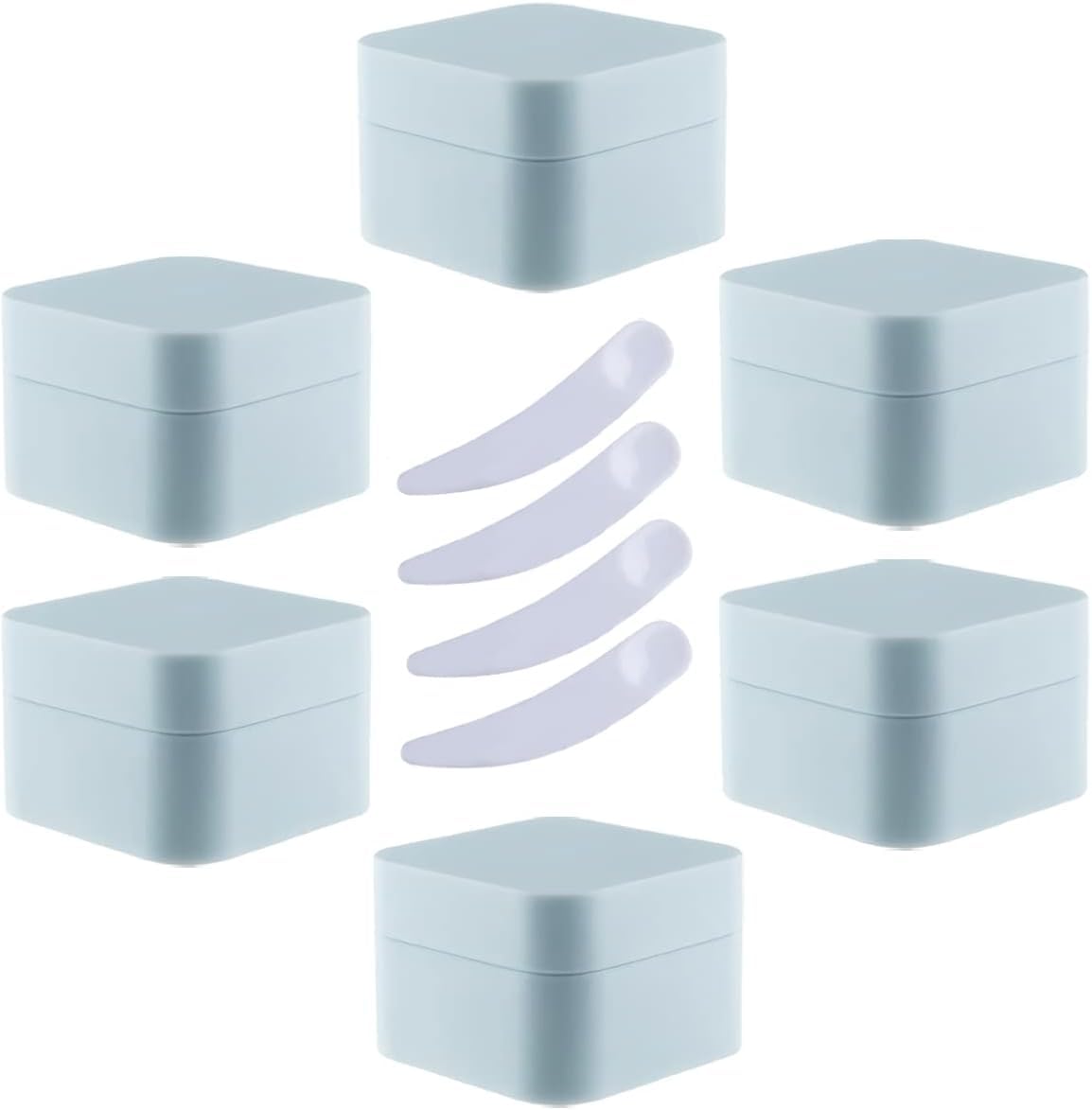 FLYIODFCXV cosmetic jar, Pack of 6,Square Blue Plastic Cream Jars Cosmetic Pots with Inner Liner Containers for Lip Balm, Lotion(Blue,30ml)