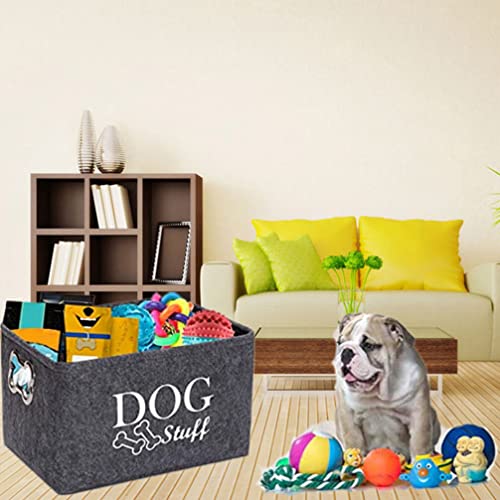 ULTECHNOVO Dog Toy Storage Box Felt Basket with Metal Handles Large Portable Pet Supplies Organizer 15.35X11.02X8.66In Lightweight Sundries Storage Container for Home and Travel - Image 2