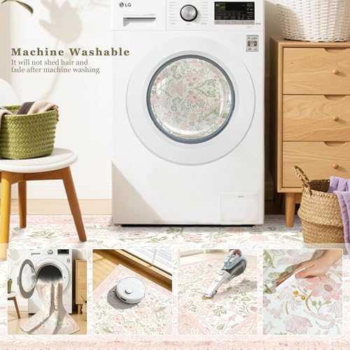 Tapete rosa 3'x5' lavable para interiores miniatura 6