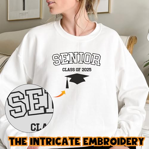Personalized Embroidered Senior 2025 Sweatshirt, Senior Crewneck Class Of 2025, Class Of 2025 Sweatshirt4