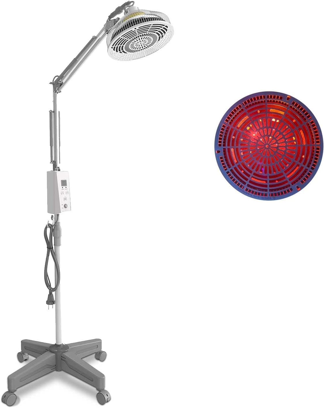YUNCHI 275 Watt TDP e lampada a infrarossi per terapia con supporto, timer e telecomando, lampada per terapia a luce rossa per alleviare la schiena, il collo e le spalle