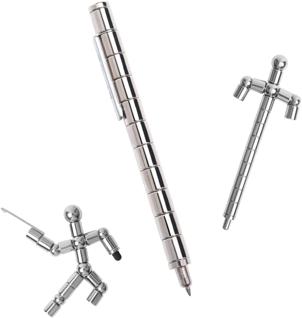 Wielofunkcyjny długopis magnetyczny, zabawka Fidget Pen, biurkowa zabawka antystresowa, która może być przekształcona w różnorodne kreatywne spędzanie wolnego czasu dla dorosłych i dzieci (srebrna)