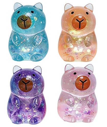 Image of 4 Pcs Capybara Squishy, Taba Squishy, Squishy Toy for Stress Relief, Cute Mystery Dumplings Squishy and Squishy Toy Slow Rising Collection