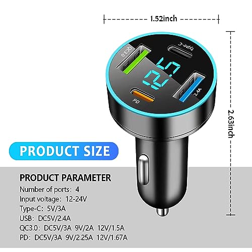 4-Port Voltmeter Car Charger