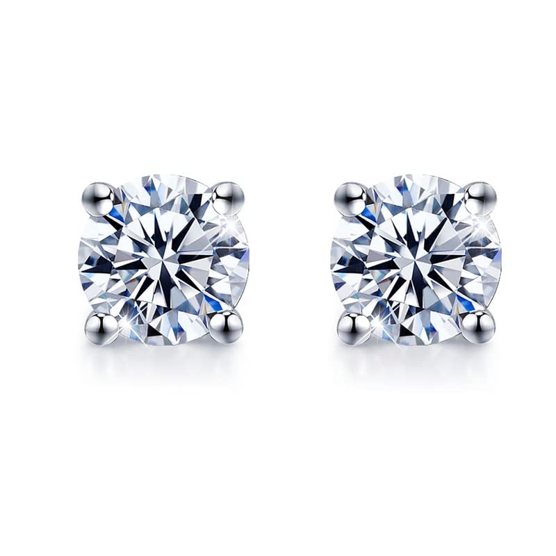 SpringlightMoissanite Stud Earrings,0.5ct/1ct/2ct D Color VVS1 Clarity Round Moissanite Diamond Earrings, 925 Sterling Silver Moissanite Jewelry Gifts for Women.