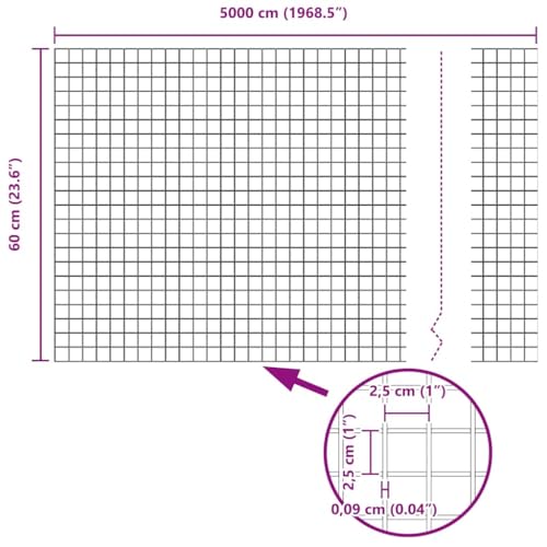 Langlebiger Drahtzaun Aus Stahl Gruen 0.6 x 50 m Ideal Zur Garteneinzaeunung