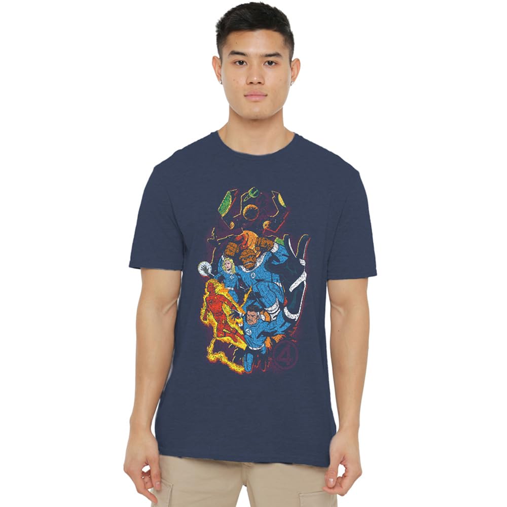 Marvel Men's Blue Fantastic Four Cosmic Heroes & Villains T-Shirt H in Size 2XL, Sports Direct