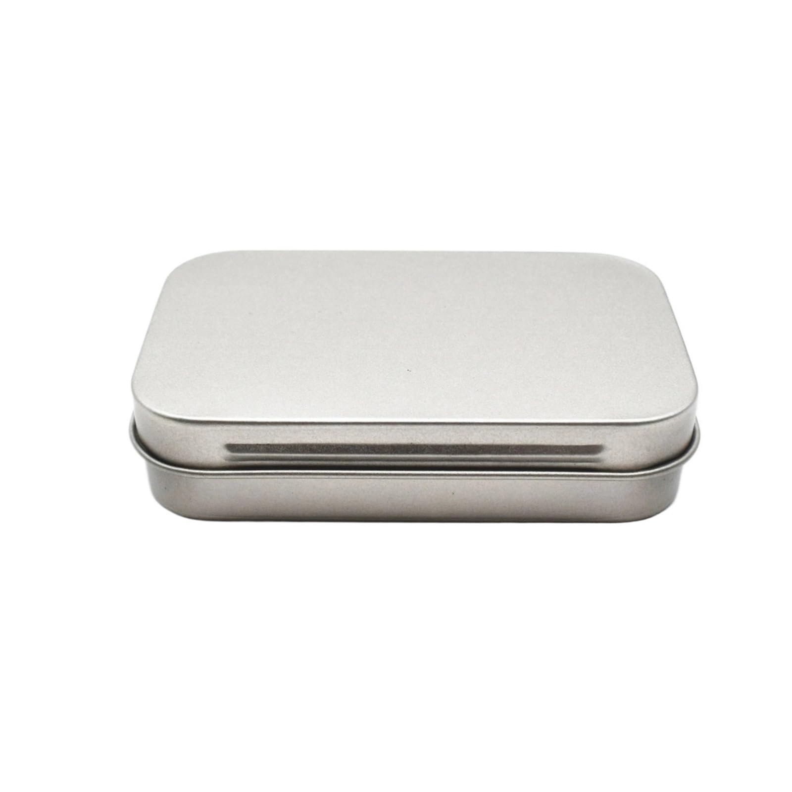 LuoAXINN Metal Tins with Lids 10Pcs Metal Rectangular Empty Mini Tin Box Tinplate Push Candy Pill Cases Bins Jar Hinged Containers Small Organizer Storage(Silver)