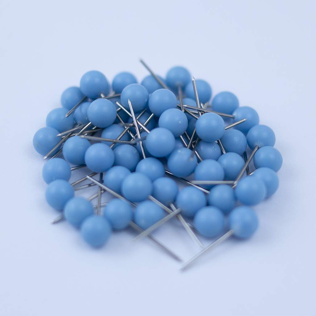 Push Pin Tacks for Photo Wall, Whiteboard, Cork Board, Map, Bulletin Board, Office or Home | 5 mm Head, 11 mm Point | Designed in The USA | Light Blue, Pack of 50