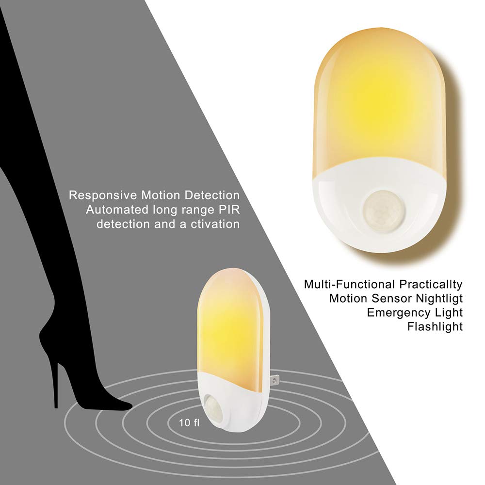 Sensore Movimento, Regolamenti degli Stati Uniti Plug-in Night Lights, LED Bianco Caldo, Resistente al Fuoco, Lampada per i Bambini, i Bambini, disimpegno, Bagno, Scale (2 Pezzi)