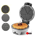 Fabricante De Gofres Para 5 Gofres Belgas,3 En 1 - Máquina Para Hacer Donuts O Rosquillas,Tamaño Compacto,Protección Contra Sobrecalentamiento, Control De Temperatura, Luces Indicadoras