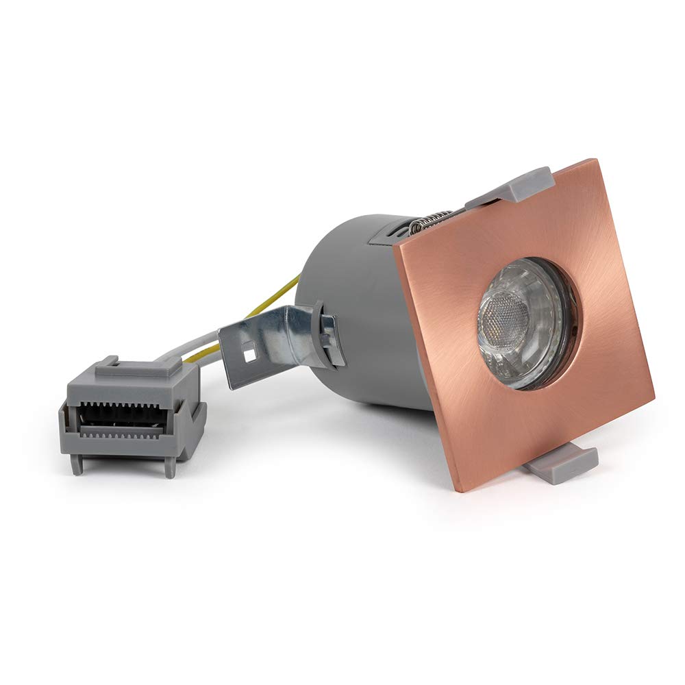 LIEBER Rose Gold GU10 Fire Rated IP65 Square Downlight for Ceilings in the Bathroom, Bedroom, Kitchen Lighting