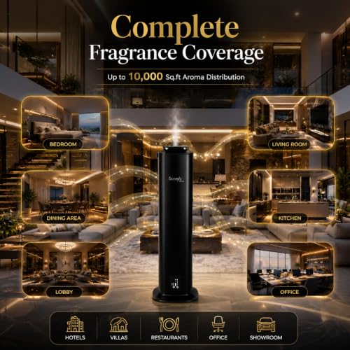 Image of SCENTYFY by STARQ Lux Tower Smart Air Scent Diffuser, Waterless Aroma Machine with App Control, Cold Atomization, Ultra Quiet No-Heat Technology for Home & Office with 300ml Starter Perfume