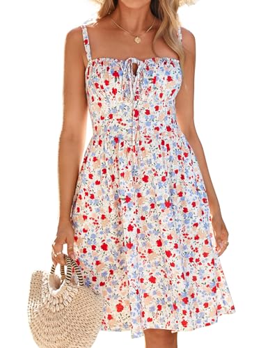 Image of YIOYOLA Womens Summer Mini Corset Casual Dresses Spaghetti Straps Lace Up Vacation Beach Sundress with Pockets 2026