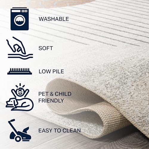 JONATHAN Y Machine Washable Cream/Terra Indoor Area Rug 4X6 ft, Kallax Geometric Modern Low-Pile for Living Room, Bedroom, Kitchen, Office, Easy-Cleaning, Pet-Friendly, Non-Shedding WSH311A-4 by JONATHAN Y - Image 4