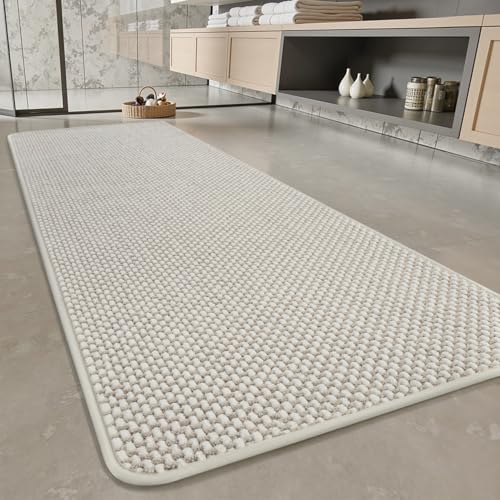 PADOOR-Bath Mat Runner-Super Absorbent Chenille Bathroom Mats-Rubber Backed Bath Mats for Bathroom Non Slip, Machine Washable Bathroom Runner Rugs Front of Bathtub,Shower Room,Sink-24×48, Be