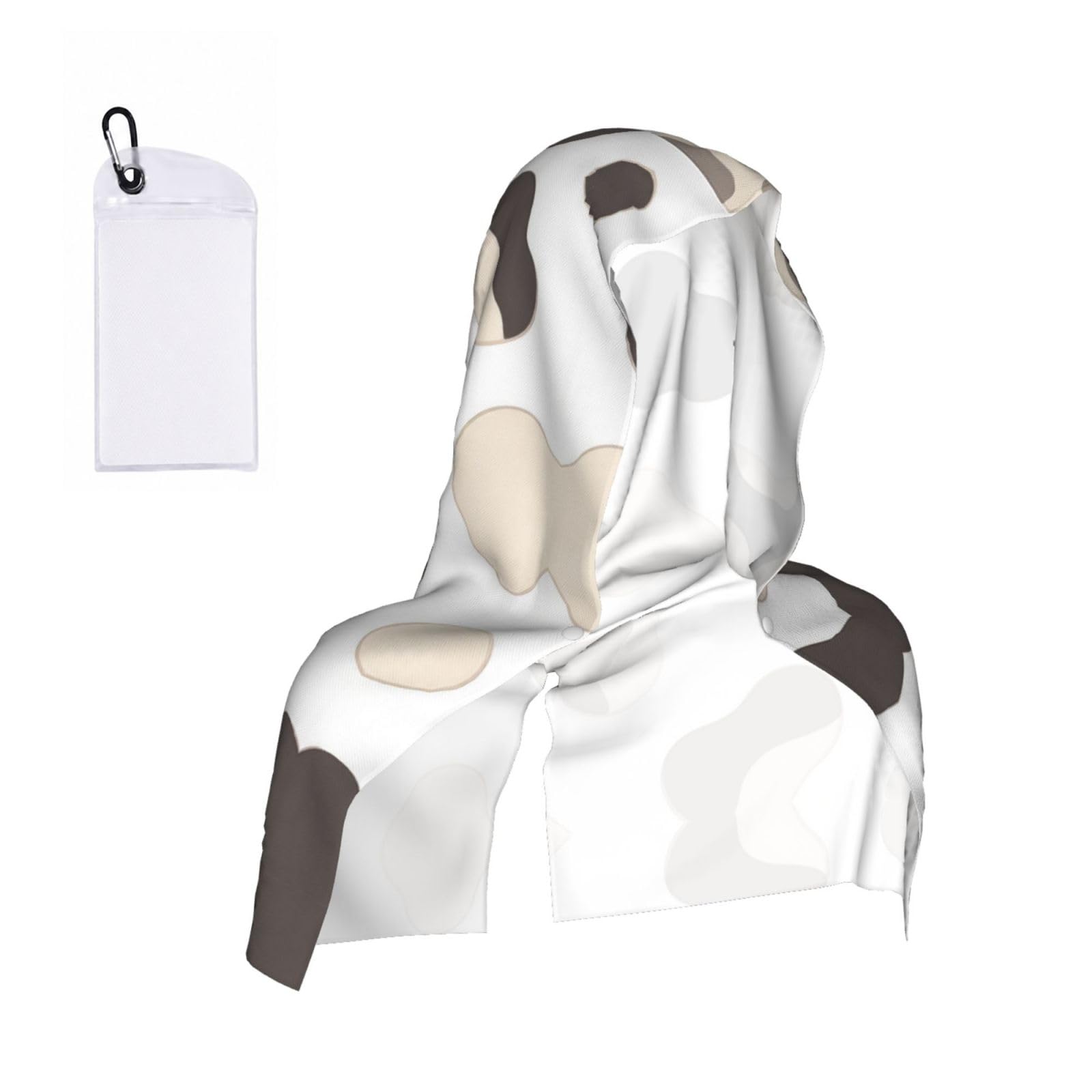 CNTDBU Cow Spot Black White Cooling Towel Hooded-Instant Chill Neck Cover for Sports, UV Cooling Rag for Running Gym