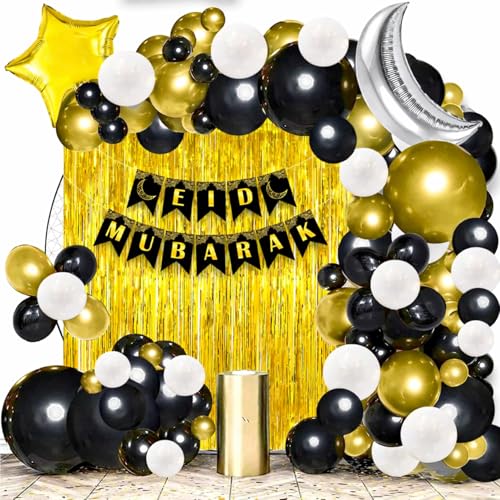 Image of Rozi Decoration Eid Mubarak Decoration Backdrop for Home, Office, Shop Eid Mubarak Banner Decoration Items, Eid Decoration Items for Home Decor Pack of 66 Pcs