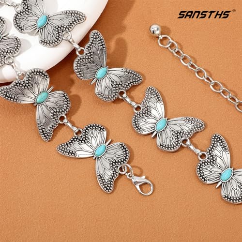 SANSTHS Women Butterfly Chain Belt Western Metal Belt Waist Chains Belt for Dresses Jeans3