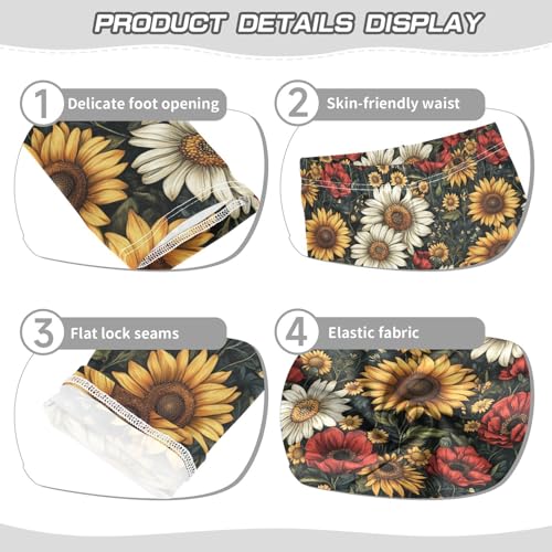 Girls Leggings Sunflower Daisy Poppy Flower Soft Toddler Leggings for Girls Kids Pants Size 4T-10T3