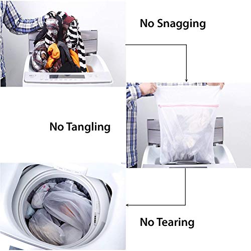 Image of Mesh Laundry Bags for Washing Machine Pack of 3 (S /M /L) Zippered Delicates Washing Bag for Clothes, Underwear, Jackets, Sweaters, Socks Reusable Protective Mesh Wash Bag
