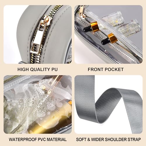 Image of Fibrdoo Clear Bag Stadium Approved, Leather Clear Crossbody Purse Bag for Concerts Sports Events Festivals