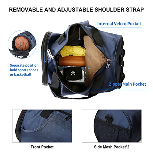 Large Sports Gym Bag For Men Women,Travel Duffel Bag With Shoes Compartment,Overnight Tote Bag Workout Bags For Gym Waterproof,Blue #TOP3