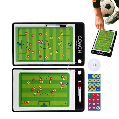 Portapapeles de fútbol para entrenadores | Tablero de entrenamiento de fútbol de borrado en con imanes | Pizarra blanca magnética portátil para entrenamiento, torneo deportivo, uso en sóftbol