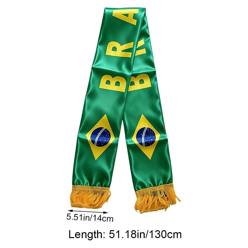 Sciarpa Calcio Brasiliana Verde Gialla Bandiera Brasile Raso
