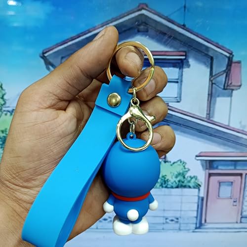 Image of Cute Cartoon Character Silicone 3D Key Chain with Strap Charm & Metal Hook, Merchandise Key Rings Gift for Kids Girls Boys Men & Women