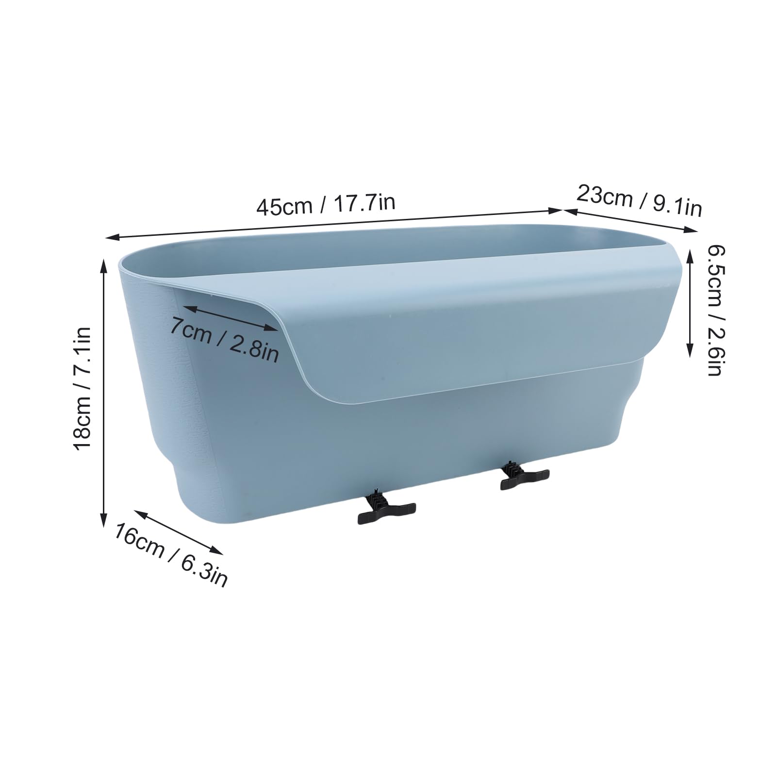 Kavolet Geländer-Pflanzgefäß, 3 Stück, 45 X 18 X 16 cm, PP, (Blau)