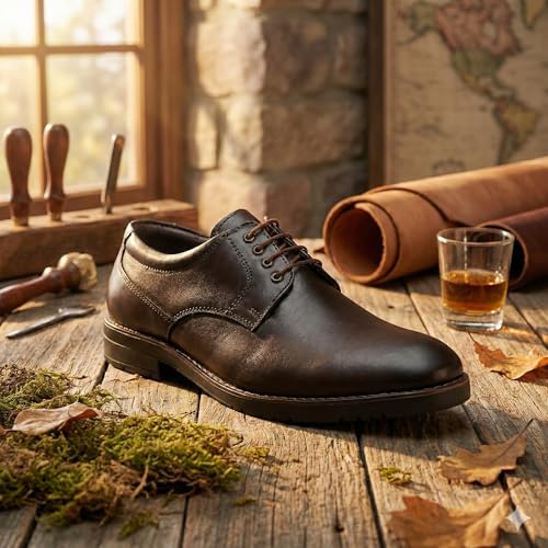 Image of Leatherful Genuine Leather Derby SE Shoes for Men | TPR Sole & Nappa Leather Lining | Classic Dress Footwear