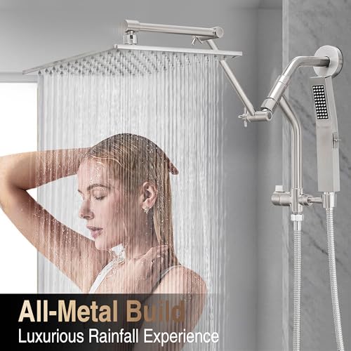 Image of All Metal 10 inch Luxurious Rain Shower Head with Handheld Spray, Power Jet