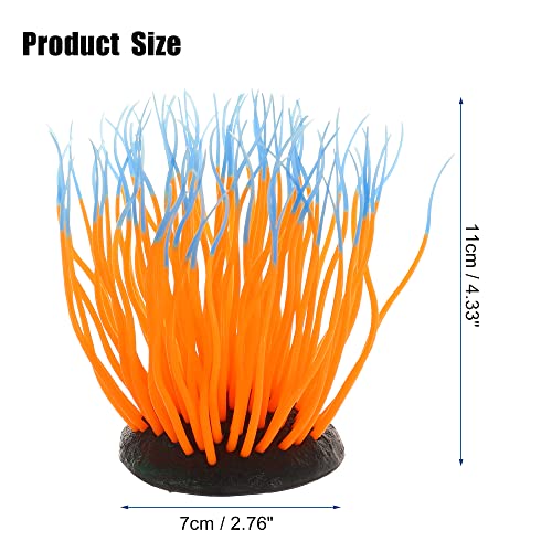 Image of VOCOSTE Soft Silicone Glowing Aquarium Simulation Coral 4.33 inch, Fluorescence Floating Aquatic Artificial Coral for Fish Tank Decoration, Orange