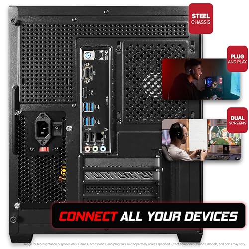 Image of SAAV Atlas Prebuilt Gaming PC Bundle Desktop Tower AMD Ryzen 5 8500G Radeon 740M Graphics 22in Monitor 16GB DDR5 256GB NVMe SSD WiFi 6 Windows 11 Black RGB Computer PC Gaming