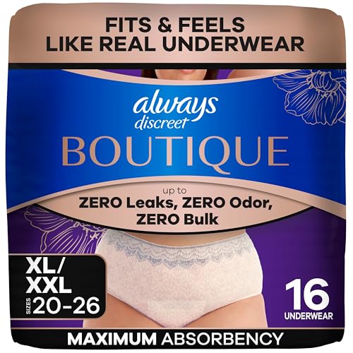 Image of Always Discreet Boutique Underwear, XL, Rosy, 16 Count